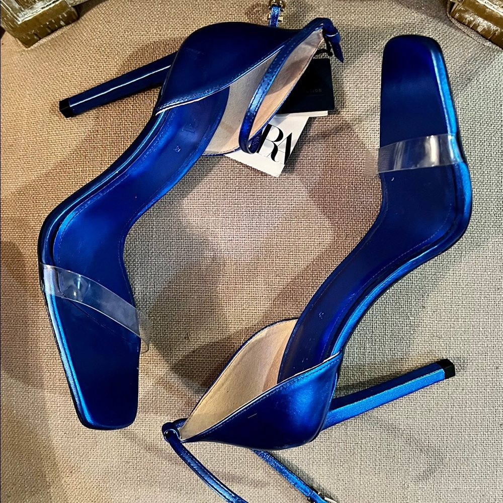 Zara Blue Label Heels | Blue + Clear Size 39
